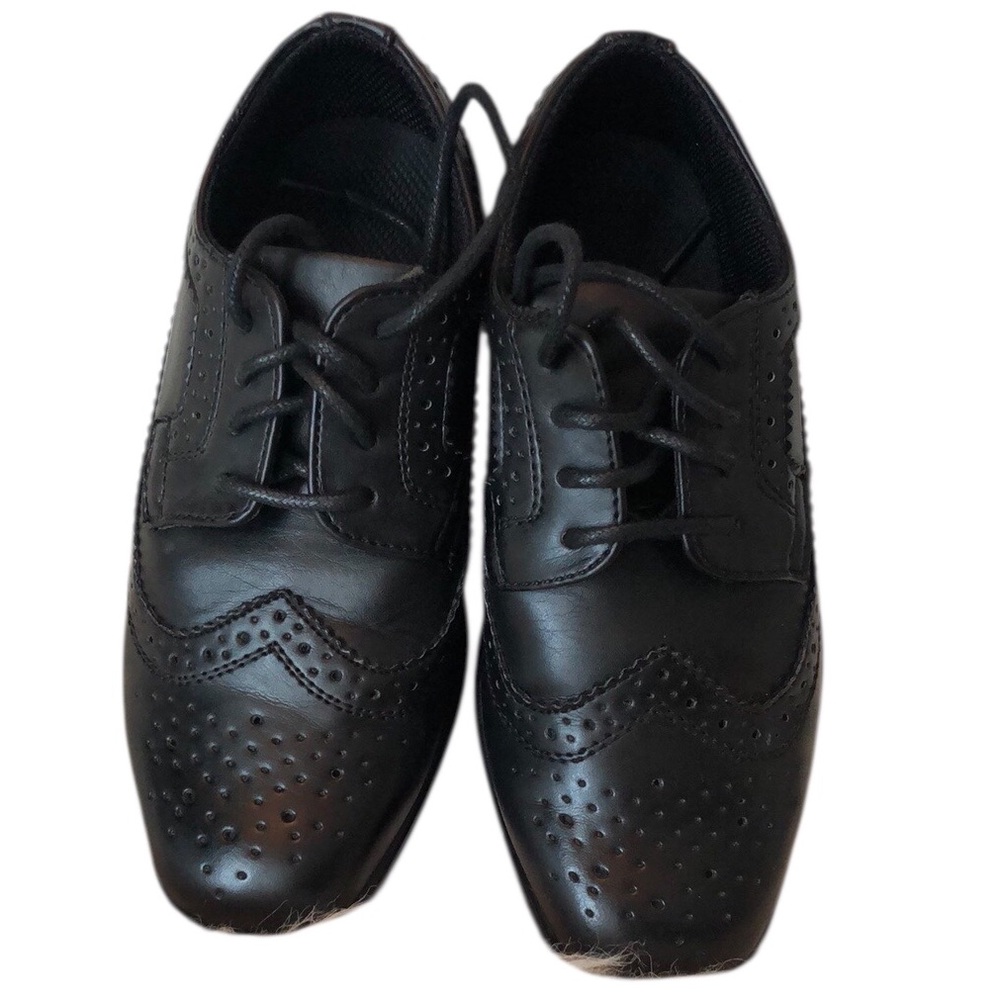 Stafford Black Oxford Shoes boys size 13 faux leather